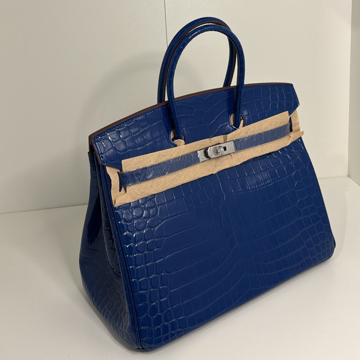 SAC MONACO CROCO BLEU